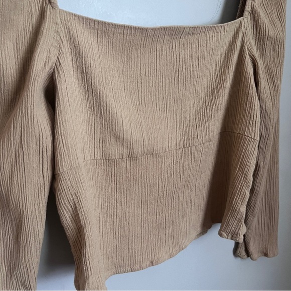 Oak + Fort Tan Cropped Sweetheart Blouse Size Small EUC - Picture 5 of 7